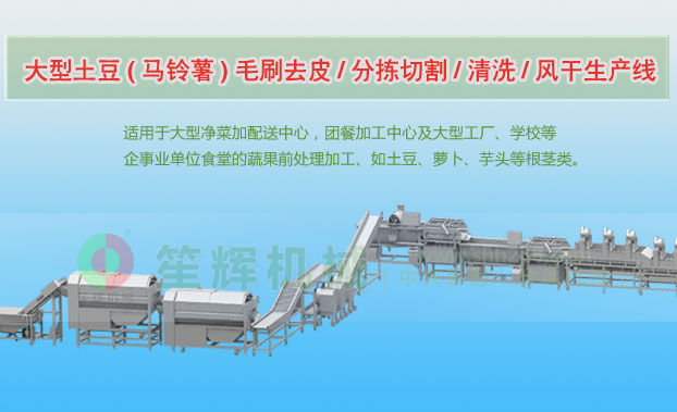 蒙山连续式土豆去皮清洗切割风干生产线